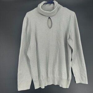 Lane Bryant Keyhole Sparkle Pullover Turtleneck Sweater in Gray PLUS sz 18 20